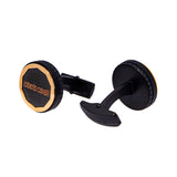 Roberto Cavalli Cufflinks Matte Black With Ip Rosegold Lining Design
