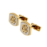 Roberto Cavalli Cufflinks Ip Gold With Silver Color Mid & Ip Gold Logo - Blue Salon