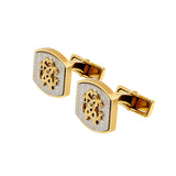 Roberto Cavalli Cufflinks Ip Gold With Silver Color Mid & Ip Gold Logo