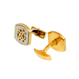 Roberto Cavalli Cufflinks Ip Gold With Silver Color Mid & Ip Gold Logo - Blue Salon