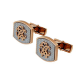 Roberto Cavalli Cufflinks Ip Rosegold With Matte Silver Color Mid - Blue Salon