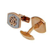Roberto Cavalli Cufflinks Ip Rosegold With Matte Silver Color Mid - Blue Salon