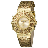 Roberto Cavalli Ladies Watch Gold Leather Strap