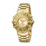 Roberto Cavalli Ladies Watch Animal Print Case With Golden Dial
