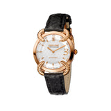 Roberto Cavalli Ladies Watch Black Snake Skin Leather Strap With Ip Rosegold Case & White Dial