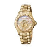 Roberto Cavalli Ladies Watch Golden Color Metal Bracelet Case & Dial With Diamond - Blue Salon