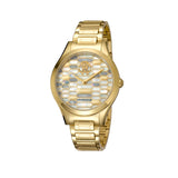 Roberto Cavalli Ladies Watch With White Mother Of Pearl Dial & Golden Color Metal Bracelet