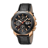 Roberto Cavalli Men's Automatic Watch With Black Dial & Black Leather Strap