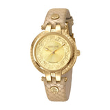 Roberto Cavalli Ladies Watch Light Brown Leather Strap With Golden Color Dial & Case