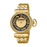 Roberto Cavalli Ladies Watch Animal Printed Dial With Golden Color Metal Bracelet