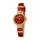 Roberto Cavalli Ladies Watch Red Leather Strap & Red Dial Set With Bracelet