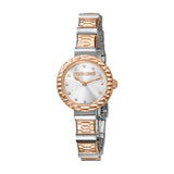 Roberto Cavalli Ladies Watch Silver/Rose Gold Color Case & Bracelet