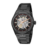 Roberto Cavalli Men's Watch Matte Black Metal Bracelet With Black Case & Skeleton Dial - Blue Salon