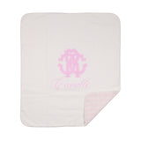 Roberto Cavalli Kids Logo Print White And Pink Blanket