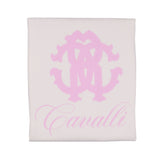 Roberto Cavalli Kids Logo Print White And Pink Blanket