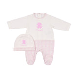 Roberto Cavalli Logo Print White Footie For Newborn Baby