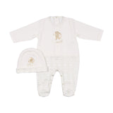 Roberto Cavalli Logo Print White Footie For Newborn Baby