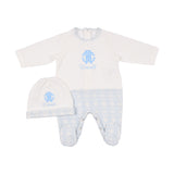 Roberto Cavalli Logo Print White Footie For Newborn Baby