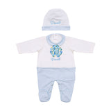 Roberto Cavalli Kids New Born Baby Boy's White & Blue Set Sleepsuit & Hat