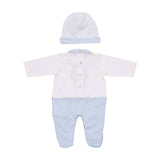 Roberto Cavalli Kids New Born Baby Boy's White & Blue Set Sleepsuit & Hat