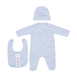 Roberto Cavalli Kids New Born Boy's Blue Set Sleepsuit, Hat & Bib