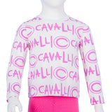 Roberto Cavalli White & Lilac T-Shirt Ls