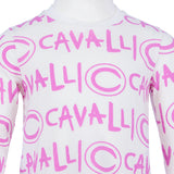 Roberto Cavalli White & Lilac T-Shirt Ls