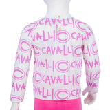 Roberto Cavalli White & Lilac T-Shirt Ls