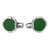 Roberto Cavalli Silver Color Cufflinks with Green Center