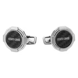 Roberto Cavalli Silver Color Cufflinks with Carbon Fiber