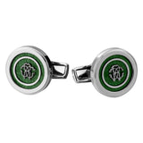 Roberto Cavalli Silver Color Cufflinks with Green Center