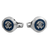 Roberto Cavalli Silver Color Cufflinks with Blue Color Center