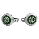 Roberto Cavalli Silver Color Cufflinks with Green Color Center