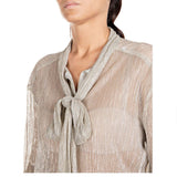 Replay Women's Shirt in Tulle With Lurex Platinum