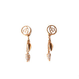 Rochas Ladies Fashion Accessories Earrings Rosegold Plated Leaf Drop With Stone And Circle Design