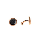 Rochas Cufflinks Two Tone Rosegold With Stainless Steel Black Face