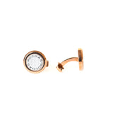 Rochas Cufflinks Two Tone Rosegold With Stainless Steel Silver Face