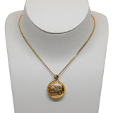 Rochas Ladies Necklace Ip Gold Chain Round Pendant With Stone