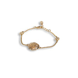 Rochas Ladies Bracelet Ip Gold Round Logo With Stones