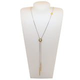 عقد روشاس فضي وذهبي مع تعليقة وحجر 