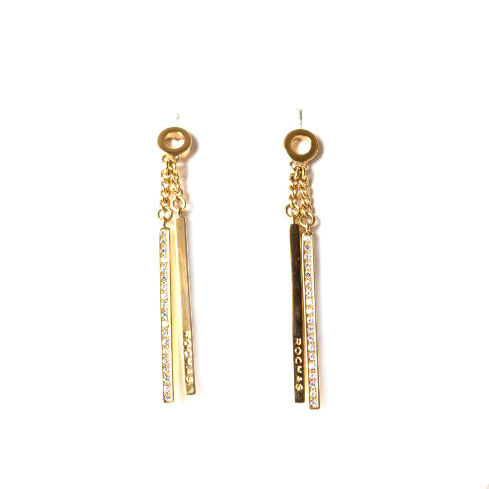 Rochas Ladies Fashion Accessories Earrings Gold Plated With Stone And Double Dangle Drop Design | Earring | Fashion Jewellery | GCC | Jewellery | SP | Women Earrings | Womens Rochas Ladies Fashion Accessories Earrings Gold Plated With Stone And Double Dangle Drop Design | Earring | Fashion Jewellery | GCC | Jewellery | SP | Women Earrings | Womens