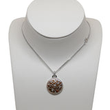 Rochas Necklace Silver Color Chain With Round Pendant & Stone