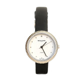 Rochas Ladies Watch Stainless Steel Case White Dial And Black Leather Strap