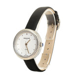 Rochas Ladies Watch Stainless Steel Case White Dial And Black Leather Strap