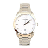 Rochas Men'S Watch Silver Color Stainless Steel CaseÂ White Dial With Date