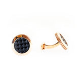 Ferre Milano Cufflinks Two Tone Ip Rose Gold With Black Design On The Face - Blue Salon