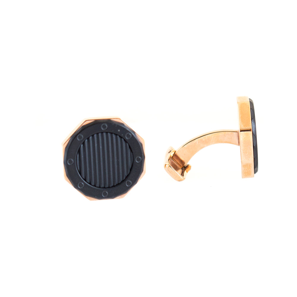 Ferre Milano Cufflinks Two Tone Ip Rose Gold With Black Face | Accessories | All Accessories | Cufflink | Eid Gifts | EID2021 | GCC | Mens | SP Ferre Milano Cufflinks Two Tone Ip Rose Gold With Black Face | Accessories | All Accessories | Cufflink | Eid Gifts | EID2021 | GCC | Mens | SP