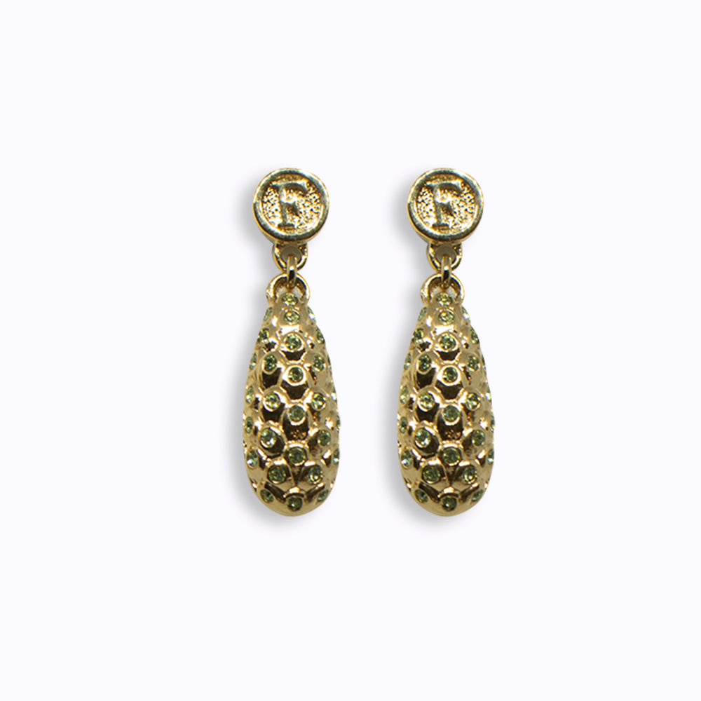 Ferre Milano Earring Ip Gold Coated With Green Stone | Earring | Fashion Jewellery | GCC | Jewellery | SP | Women Earrings | Womens Ferre Milano Earring Ip Gold Coated With Green Stone | Earring | Fashion Jewellery | GCC | Jewellery | SP | Women Earrings | Womens