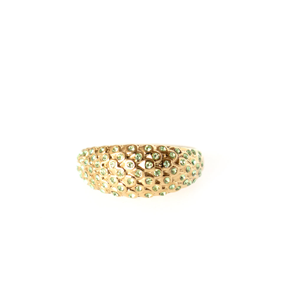 Ferre Milano Ring Ip Gold With Olive Green Crystal