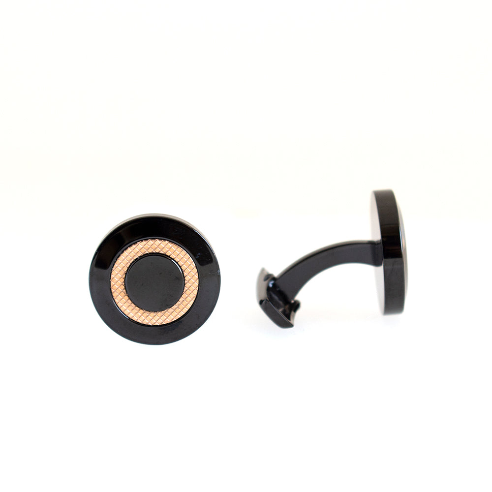 Ferre Milano Cufflinks Black With Ip Rose Gold Circle Design On The Face | Accessories | Cufflink | Eid Gifts | EID2021 | GCC | Mens | SP Ferre Milano Cufflinks Black With Ip Rose Gold Circle Design On The Face | Accessories | Cufflink | Eid Gifts | EID2021 | GCC | Mens | SP